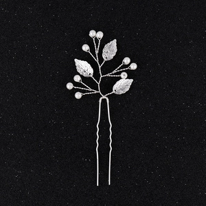 Pic à Cheveux Mariée Feuille Fait à la Main Künstliche Perle Branche Épingle à Cheveux en U Or Rose Argent Accessoires Mariage Femme