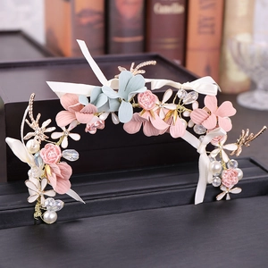 Bandeau à Fleurs Style Forêt pour Enfants avec Fausse Künstliche Perle Strass Ruban en Satin Accessoires de Cheveux Fait Main