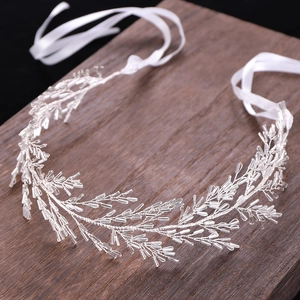 Vigne à Cheveux de Mariée Fait à la Main Or Argent Strass Feuille Bandeau Élégant Mariage Accessoires Cheveux Femmes Bijoux de Fête