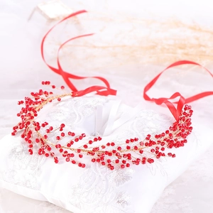 Handmade Beaded Leaf Bridal Headband With Satin Ribbon Romantic Wedding Hair Vine For Women Bridesmaids Jewelry