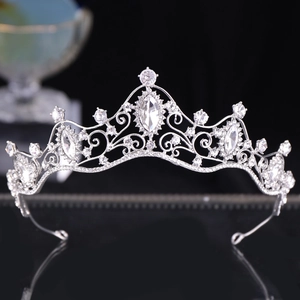 Tiara a Corona da Sposa in Lega di Cristallo Oro Argento Barocco per Donna Matrimonio Festa di Compleanno Copricapo