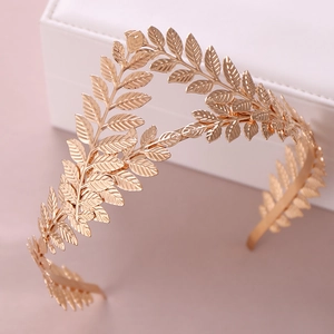 Baroque Vintage Metal Leaf Crown Headband For Women Gold Silver Electroplated Greek Style Laurel Leaf Tiara Wedding Party Hair Accessories