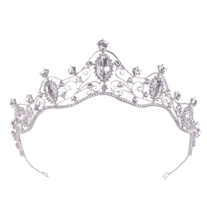 Elegante tiara da sposa in argento con diamanti di cristallo e strass marquise brillanti