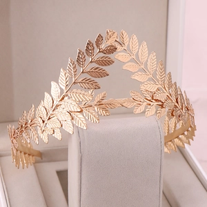 Vintage rose gold laurel leaf crown headband for bridal wedding and formal party hair styling