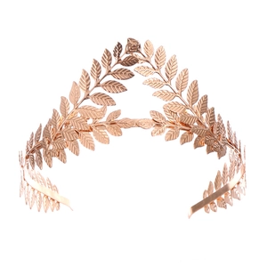 Elegant rose gold laurel leaf crown tiara in vintage Baroque style for women