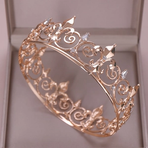 Vintage Alloy Rhinestone Artificial Pearl Bridal Crown Elegant Baroque Style Wedding Headpiece For Women Party Hair Accessories