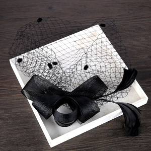 Vintage Fascinator Hair Clip For Women Feather Mesh Polka Dot Bow Hairpin For Wedding Party Banquet Elegant Headpiece Hair Accessories