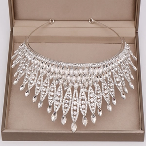 Exquisite silver bridal crystal crown with fringe tassels in a luxury jewelry box