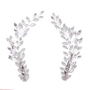 Barrettes de mariée faites main avec feuilles argentées et cristaux d'opale pour la coiffure