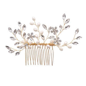 Peigne à Cheveux de Mariée Fait Main Künstliche Perle d'Imitation Cristal Strass Coiffe de Mariage Fil d'Alliage Tissé Bijoux de Cheveux