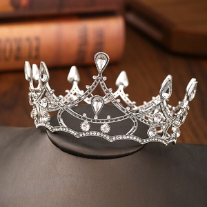 Detailed macro view of silver vintage tiara with sparkling crystal rhinestones