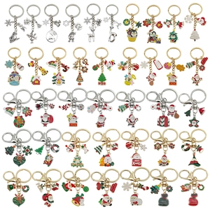 Cartoon Cute Christmas Keychain Zinc Alloy Enamel Santa Claus Reindeer Christmas Tree Bag Hanging Ornament Xmas Festive Gift