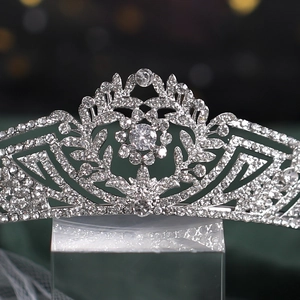 Elegant bridal tiara with sparkling crystals and silver alloy floral design