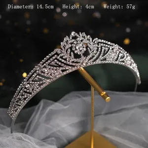 Elegant Silver Alloy Rhinestone Bridal Tiara Crown Classic Vintage Wedding Hair Accessory For Women Party Event Jewelry