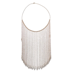 Classic Chinese gold tassel face veil with elegant crystal beads and rose gold finish