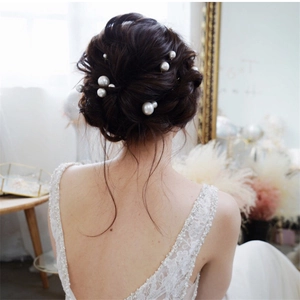 Elegantes Horquillas en Forma de U con Perlas Artificiales de Imitación para Mujer Novia Accesorios para el Cabello Oro Plata Joyería