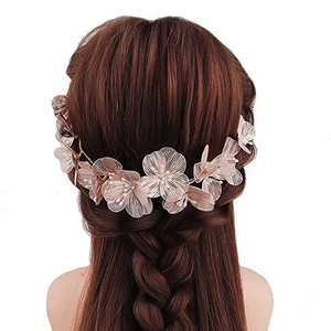 Handmade Flower Bridal Hair Accessory Forest Style Vintage Artificial Pearl Headpiece Rose Gold Silver Hairband Wedding Jewelry