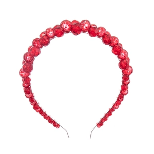 Serre-tête de mariée élégant de style européen avec perles de cristal rouge rubis