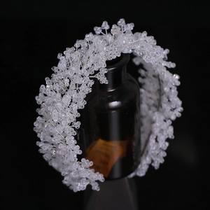 Luxury Handmade Faux Artificial Pearl Crystal Beaded Headband Bridal Wedding Hair Band Elegant White Banquet Hair Accessory For Women