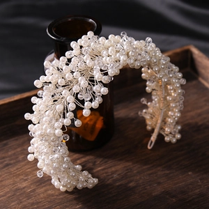 Luxury handmade pearl and crystal headband for wedding bridal party and formal events