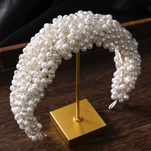 Luxurious pearl and crystal braided headband for weddings and elegant parties