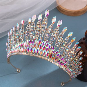 Luxus Strass Brautkrone Legierung Tiara Für Hochzeit Festzug Aufführung Damen Funkelnde Kristall Stirnband Haarschmuck