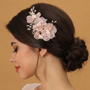 Handgefertigtes Blumen Hochzeit Stirnband Gold Blatt Braut Haarschmuck Mit Künstliche Perlen Für Damen Bankett Party Accessoires