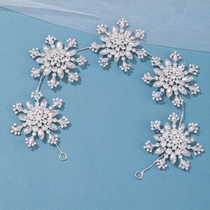 Serre-tête de Mariage Coréen Flocon de Neige Strass Brillants Alliage de Cristal Accessoires de Cheveux pour Femmes Fête d'Hiver