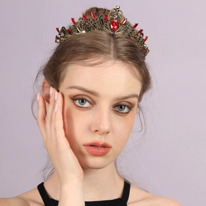 Tiara a Corona da Sposa in Lega e Strass Barocco Vintage per Donna Bambini Compleanno Matrimonio Festa Accessori Capelli Lusso