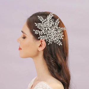 Handmade Rhinestone Bridal Headband Leaf Flower Hair Accessory For Wedding Banquet Party Gold Silver Hair Vine For Women
