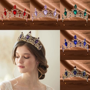 Baroque Vintage Bridal Crown Tiara For Wedding Luxury Alloy Rhinestone Crystal Headpiece For Women Pageant Party Hair Jewelry