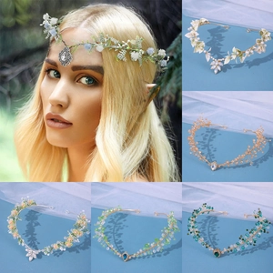 Böhmisch Waldfee Braut Haarschmuck Kristall Künstliche Perle Blumen Tiara Für Hochzeit Bankett Party Damen Kopfschmuck