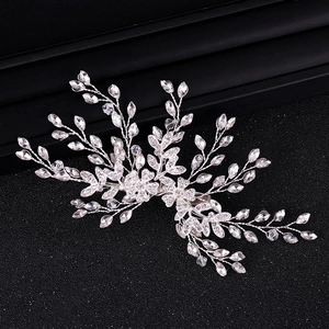 Élégante Pince à Cheveux Fleur en Alliage de Strass pour Femmes Accessoires de Cheveux de Mariée Mariage Feuille d'Argent Bijoux de Tête Cadeau
