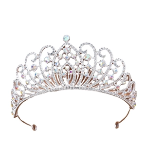 Funkelndes silbernes Diadem mit Strassverzierung und AB-Kristallen für Braut-Styling
