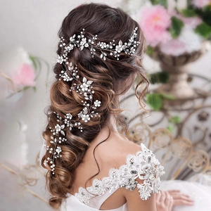 Vigne de Cheveux de Mariée Fait à la Main Avec Künstliche Perle Fleur Feuille Alliage Strass Accessoires de Cheveux pour Mariage Fête Femme