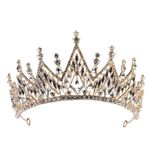 Eleganter goldener Brautkronen-Haarschmuck mit Markasit-Strasssteinen und Kristallen