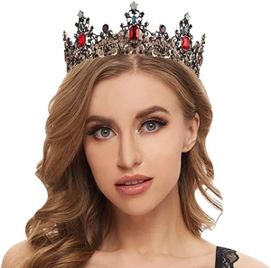 Retro Luxurious Alloy Rhinestone Crown Tiara For Women Baroque Hollow Floral Design Wedding Pageant Party Headpiece Hair Jewelry