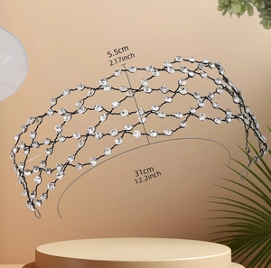 Cerchietto scintillante con strass e cristalli dal design elegante a rete vuota