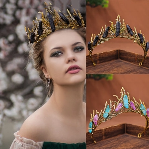 Baroque Vintage Alloy Rhinestone Crown Hair Accessories For Women Wedding Birthday Party Gothic Style Headpiece