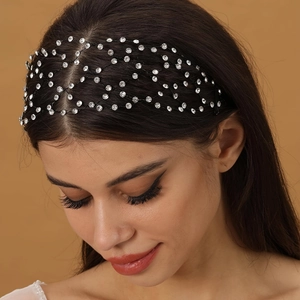 Fascia a rete con strass scintillanti su rete nera a diamante per occasioni eleganti