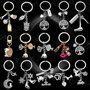 Vintage Zinc Alloy Keychain Pendant Enamel Animal Tree Graduation Family Beer Charm Keychain For Bag Keys Women Men Jewelry