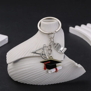 Abschluss-Saison Zinklegierung Schlüsselanhänger Mit Doktorhut Diplom Rolle Briefpapier Anhänger Silber Tasche Auto Schlüsselring Geschenk