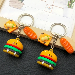 Lot de porte-clés burger et pain 3D créatifs pour sacs avec breloques mignonnes