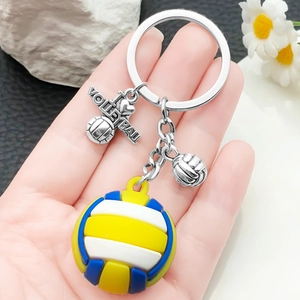 Simulation Sportball Schlüsselanhänger Zinklegierung Volleyball Fußball Rugby Tennis Anhänger Kreative Schultasche Schlüsselring Geschenk