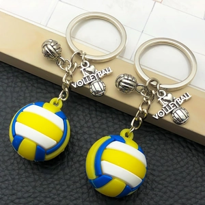 Kreativer PVC Volleyball Schlüsselanhänger mit buntem Ballmodell und Logo-Anhänger
