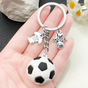 Porte-Clés de Sport Simulation 3D Football Rugby Volleyball Tennis Alliage de Zinc PVC Pendentif de Sac Créatif Cadeau pour Étudiants Athlètes