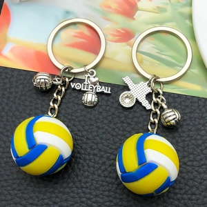 Kreativer PVC Volleyball Schlüsselanhänger mit Metallanhänger und silbernem Ring