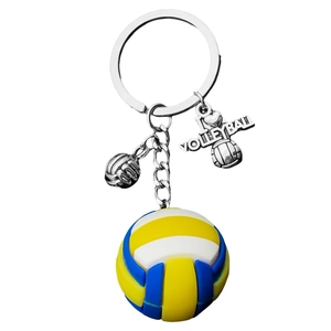 Kreativer Volleyball Schlüsselanhänger mit bunter Kugel und I Love Volleyball Anhänger