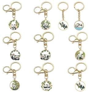 Chinese Style Cartoon Panda Zinc Alloy Keychain Enamel Metal Key Ring Bamboo Bag Pendant Gift For Friends Kids Jewelry