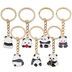 Simpatico Portachiavi Panda in Stile Cinese Smalto Animale Cartone Animato Pendente in Lega di Zinco per Borse Souvenir Regalo